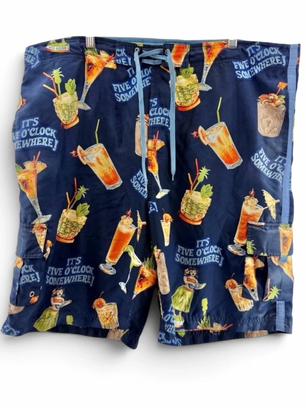Big Dogs Vintage “It’s Five 0’Clock Somewhere” Hawaiian Board Shorts Size Large